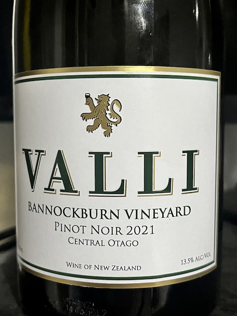 Valli Bannockburn Vineyard Central Otago Pinot Noir Yvonne