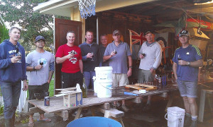 L to R ​"​after bottling the 2013 Vintage​"​ Mark Dixon, Sean Burns, Nigel Mannering, Duncan Gourley, Terry Harker, Tony Clifford, Hamish Frame, Marty Lee